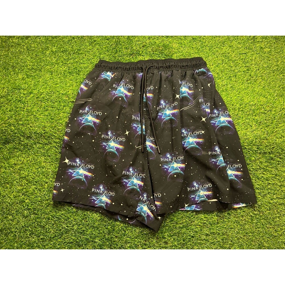 Pink Floyd Dark Side of the Moon Swim Trunks Shorts Men’s Large Black